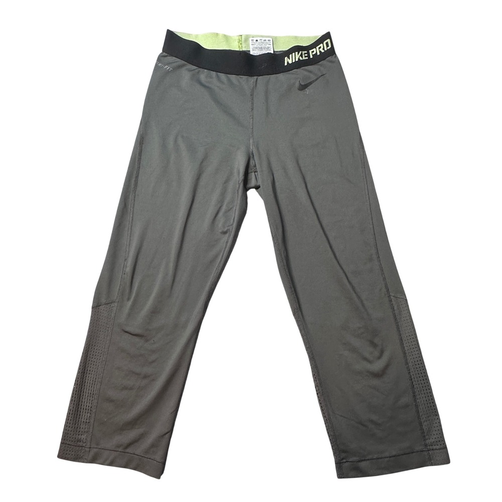Nike Leggings Womens M Gray Pro Dri-FIT 589376-016 Cropped Mesh Compression Pant